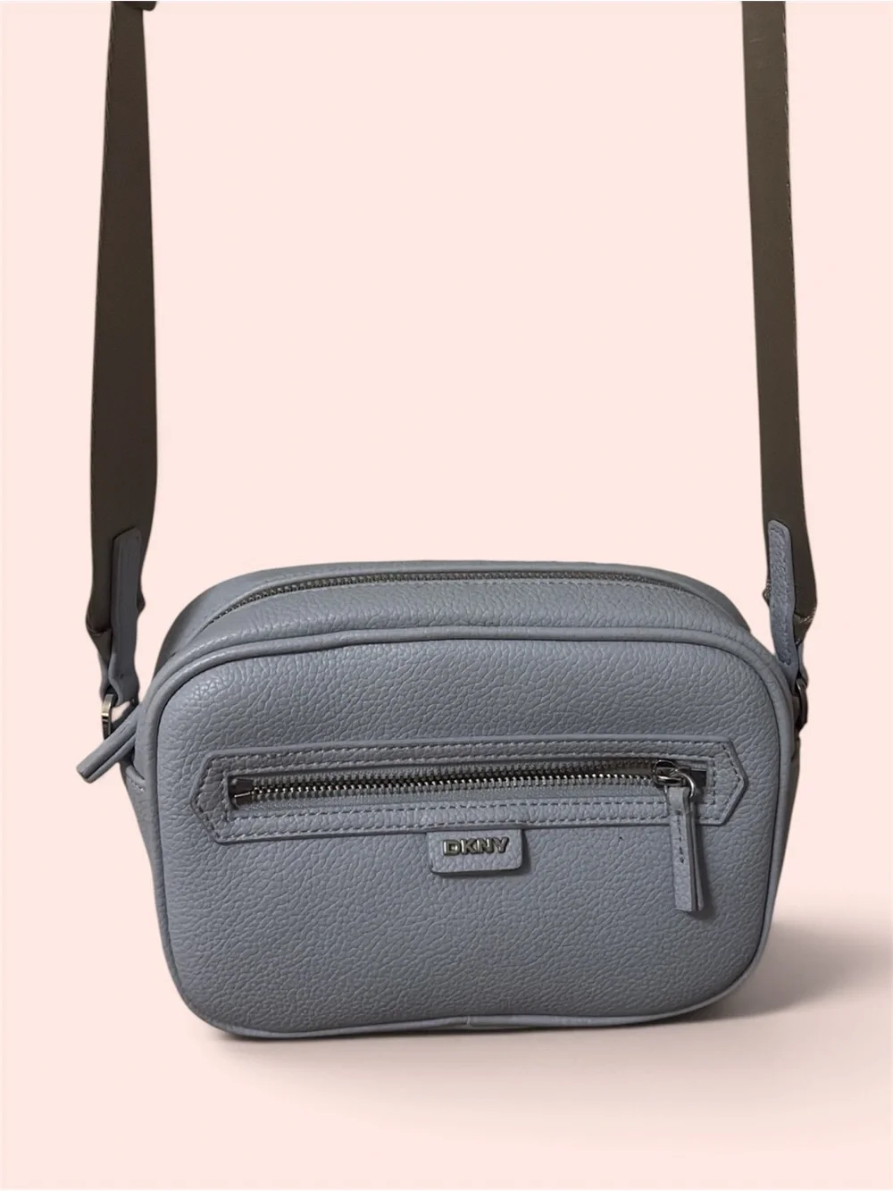 Dkny Gray Pebbled Leather Crossbody Bag